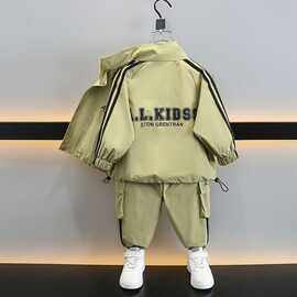 男童春装外套套装2025新款中小童春季酷帅运动装工装休闲两件套棉