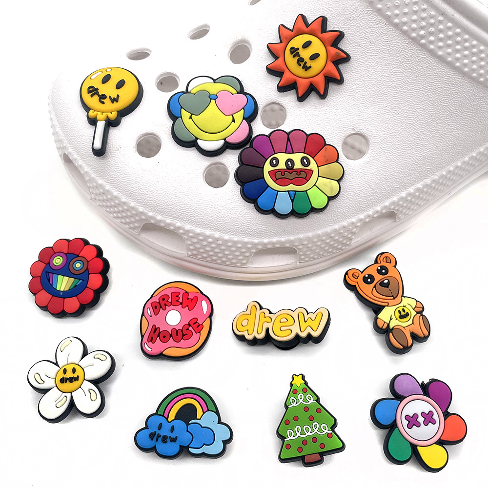 6g Weight Slippers Suitable For Shoe Type Letter Flower Shoe Accessories PVC Slippers All Seasons Shoe Buckle