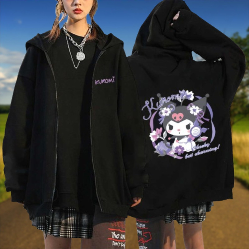 Essential Hoodie Women's Sweatshirt Cardigan Zipper Hoodie Sanrio Hello Kitty Style