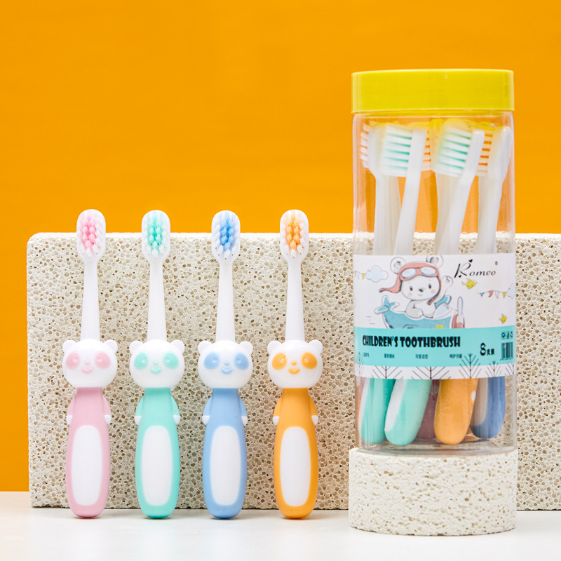 Children's Soft-Bristle Toothbrush Barrel 3-6 Years Old Male and Female Infants and Young Kidsren Baby Teeth Non-Slip Handle Manufacturer Wholesale 8 Pieces