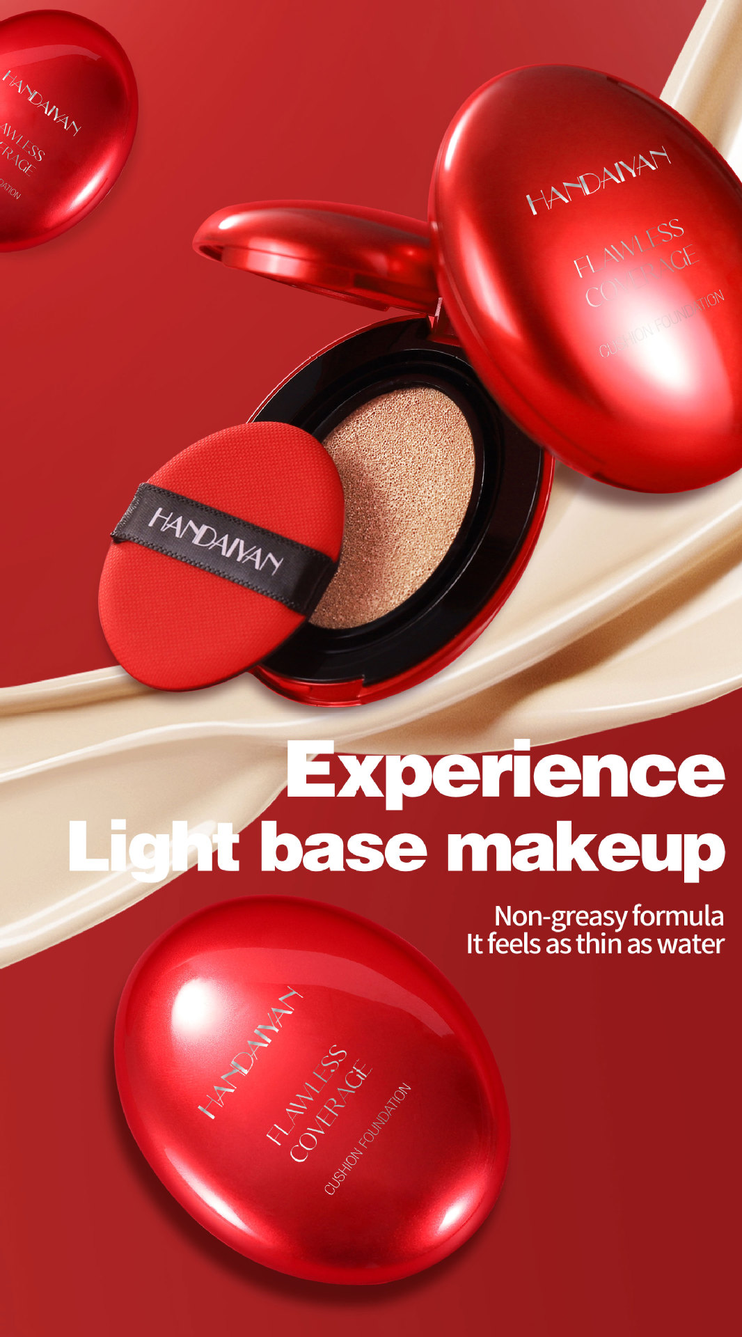 handaiyan 5-color oval red shell cushion Foundation, Clear and natural concealer and Contouring Cross-border Foundation Item Picture