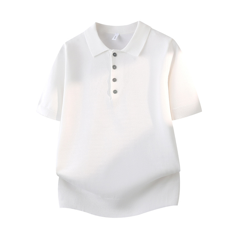 Polo camiseta de punto camiseta de manga corta hombre botón de solapa vieja camiseta comercial de hielo de seda de verano fábrica transfronteriza al por mayor