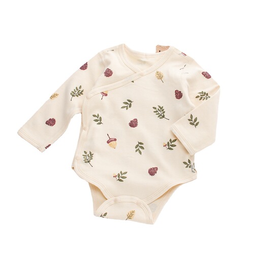 Newborn Baby Spring Pure Cotton Pajama Set Nordic INS Style Acorn Full Cotton Triangular Top Bodysuit Infant Boneless Climbing Suit
