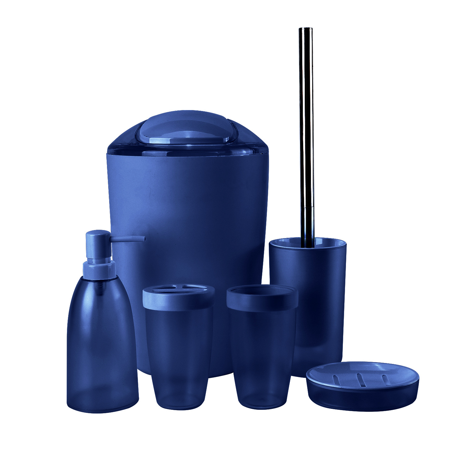 Suministros de baño de plástico de color sólido conjunto de seis piezas enjuague bucal cepillo titular caja de jabón baño traje de baño de almacenamiento en stock