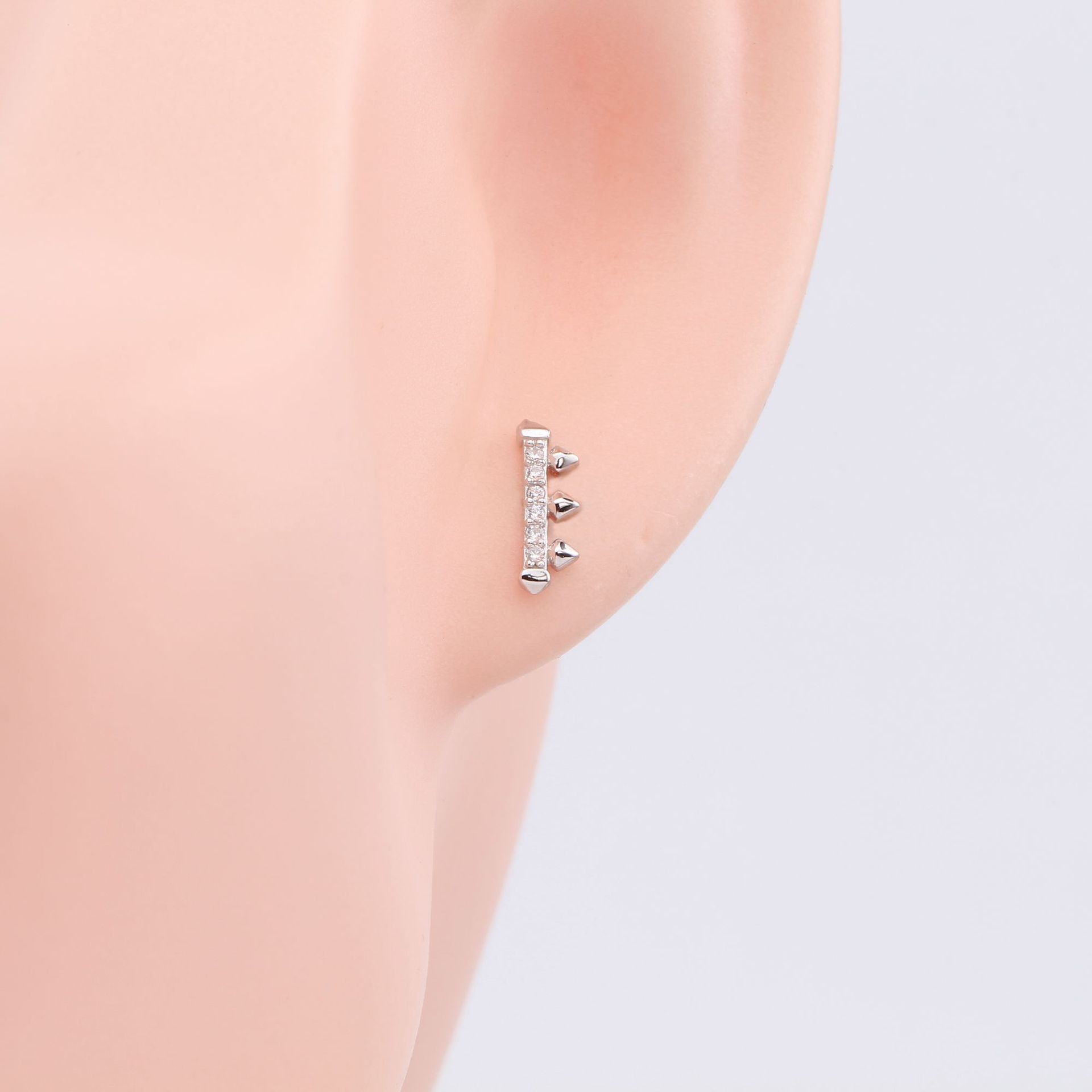 1 Pair Simple Style Geometric Sterling Silver Inlay Zircon White Gold Plated Gold Plated Ear Studs display picture 4