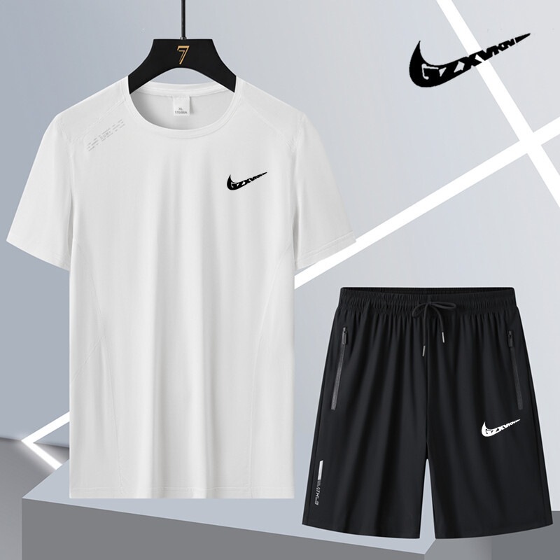 Ice Silk Quick-Drying Sports and Leisure Suit for Men, Summer Lightweight and Breathable Outdoor Running Short-Sleeved Shorts for Men Ice Silk Quick-Drying Sports and Leisure Suit for Men, Summer Lightweight and Breathable Outdoor Running Short-Sleeved Shorts for Men