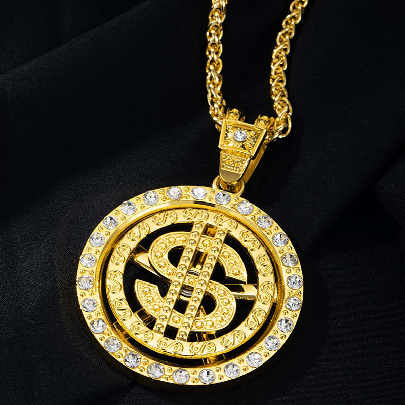 Hip-Hop Dollar Iron Zinc Alloy Diamond Men's Pendant Necklace Necklace Pendant Men Pendant Necklaces display picture 12