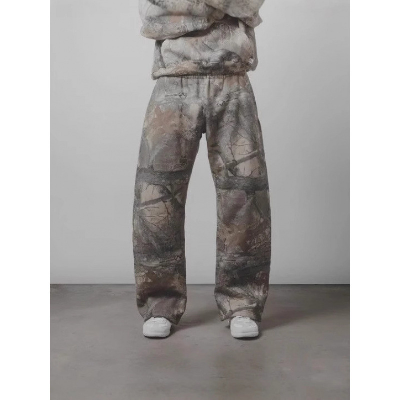 2025 Leaf Camouflage 3D Printed Micro-Flared Casual Pants Men's Loose Sports Outdoor Wide-Leg Pants American Street Fashion