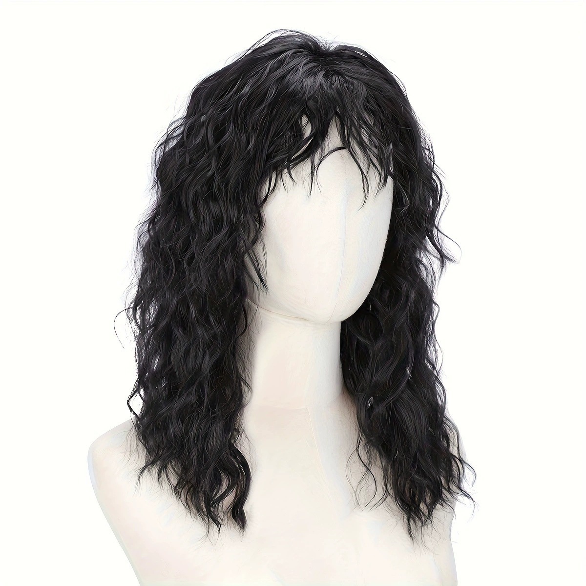 Parrucca riccia africana nera da donna, lunga e sciolta, sintetica, con extension per capelli_voghion.com