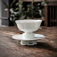 仿宋影青瓷莲花盏杯陶瓷家用主人杯高足茶杯调膏杯品茗杯茶盏礼盒