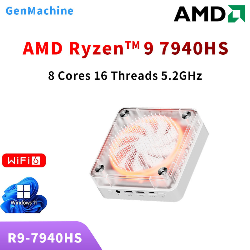 Genmachine Amdr9-7940H Dual Network Port Game/Usb4.0 Interface Business Cross-Border Mini Computer