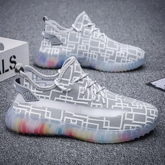 2024夏季新款透氣飛織男鞋潮鞋男士韓版潮流學生運動休閒鞋椰子鞋