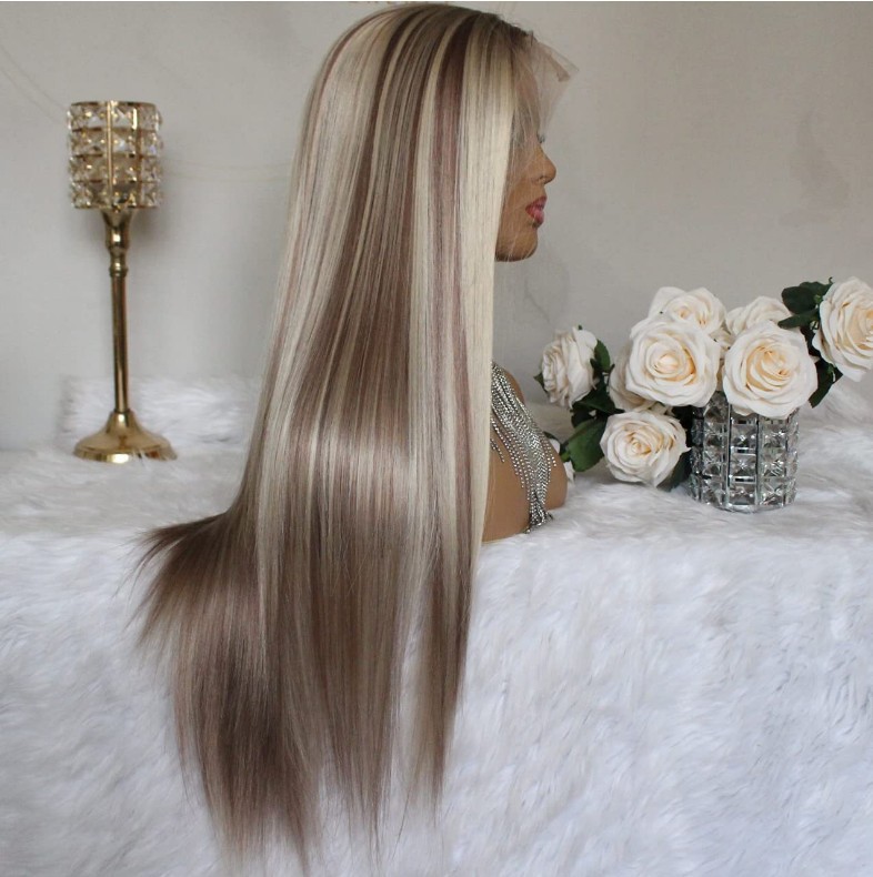 Nova peruca feminina longa de fibra resistente a altas temperaturas, com degradê, mistura de cores europeias e americanas, lisa._voghion.com