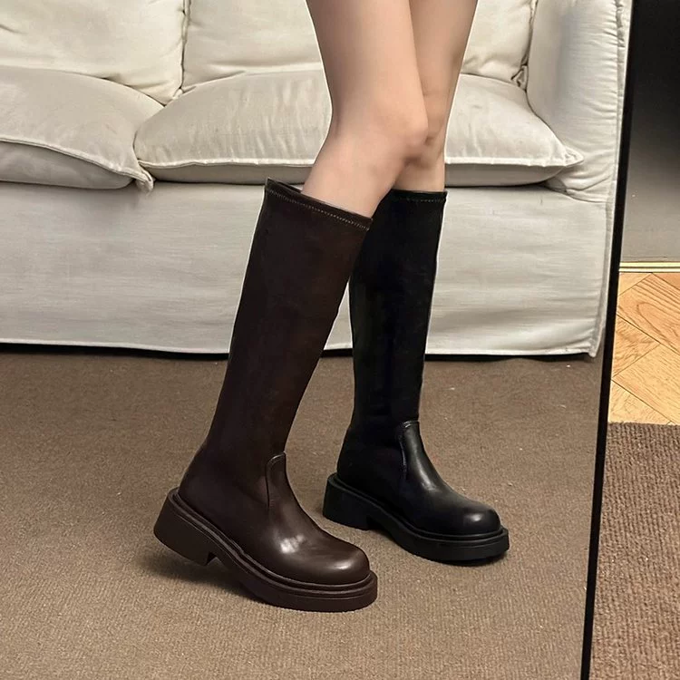But knee-high boots for women 2024 autumn and winter new versatile thick-soled thick-soled taller boots slimming thick-soled knight boots