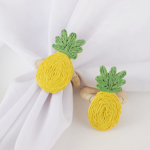 Bohemian handmade raffia weave pineapple fruit napkin ring hotel table banquet party napkin ring