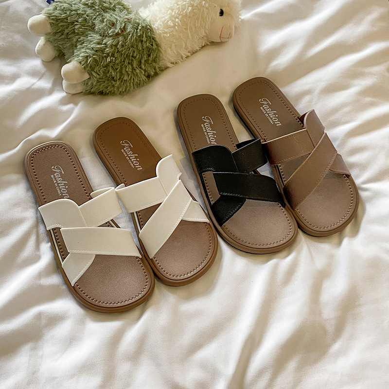 Verano nuevo cruzado diario zapatillas casuales de playa chicas tendencia universal zapatillas de playa ligeras