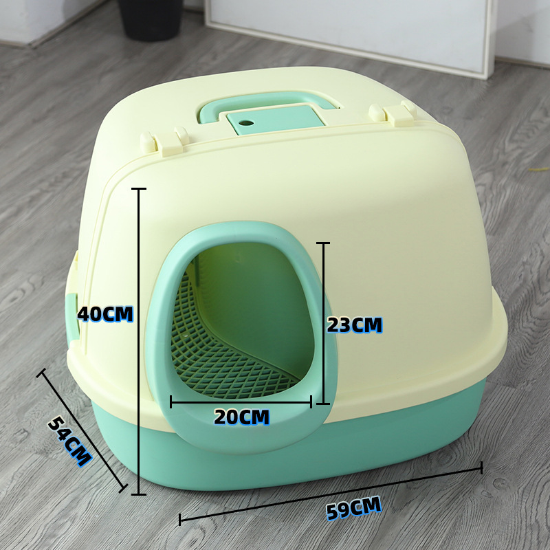 Caja de arena para gatos corredor semi-cerrado desodorante de gran tamaño canal largo anti-Arena gatito suministros de inodoro