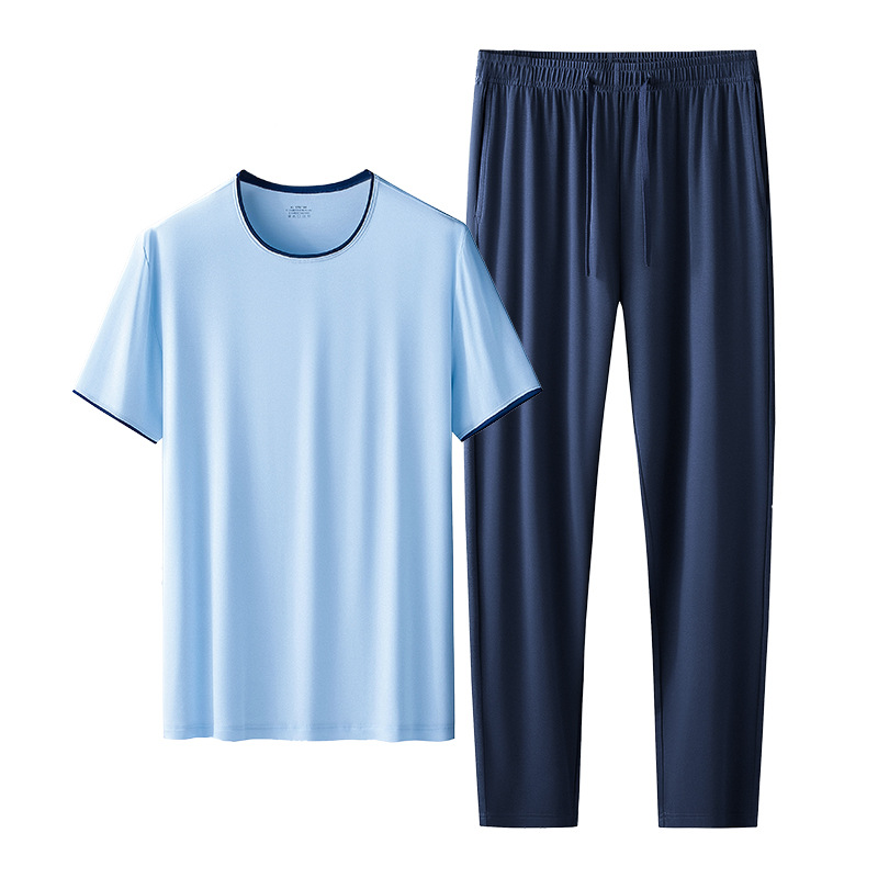 [Nivel de lujo] 80 trajes modales de doble cara de primavera y verano para ropa de hogar para hombres, pantalones de manga corta, pijamas de salida