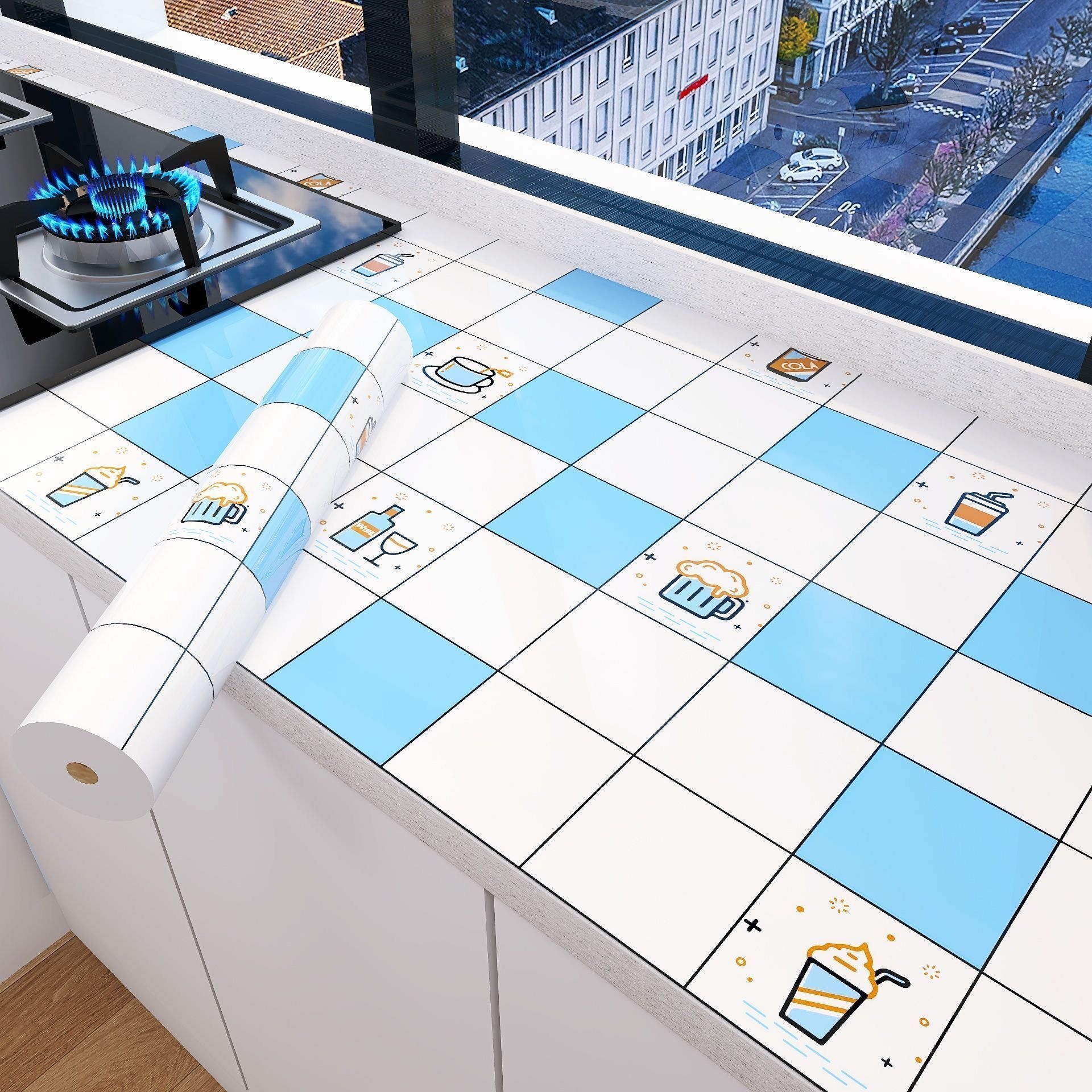 Cocina de mármol a prueba de agua a prueba de aceite pegatinas resistentes a altas temperaturas papel pintado autoadhesivo gabinete de cocina hogar a prueba de humedad estufas renovación papel pintado