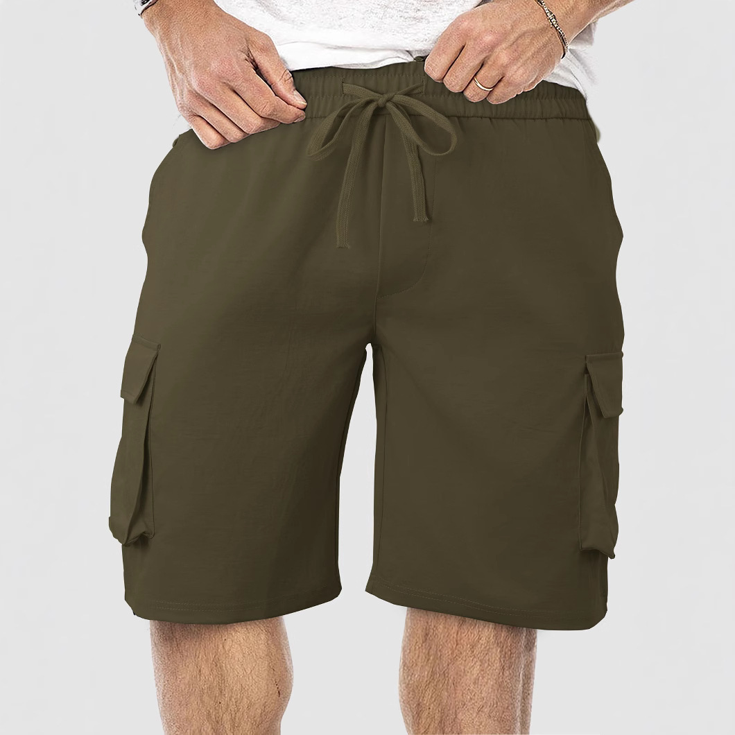 Pantalones cortos de verano europeos y americanos transfronterizos para hombres, fáciles de piel y transpirables, herramientas sueltas, pantalones cortos de playa casuales de cinco puntos con múltiples bolsillos