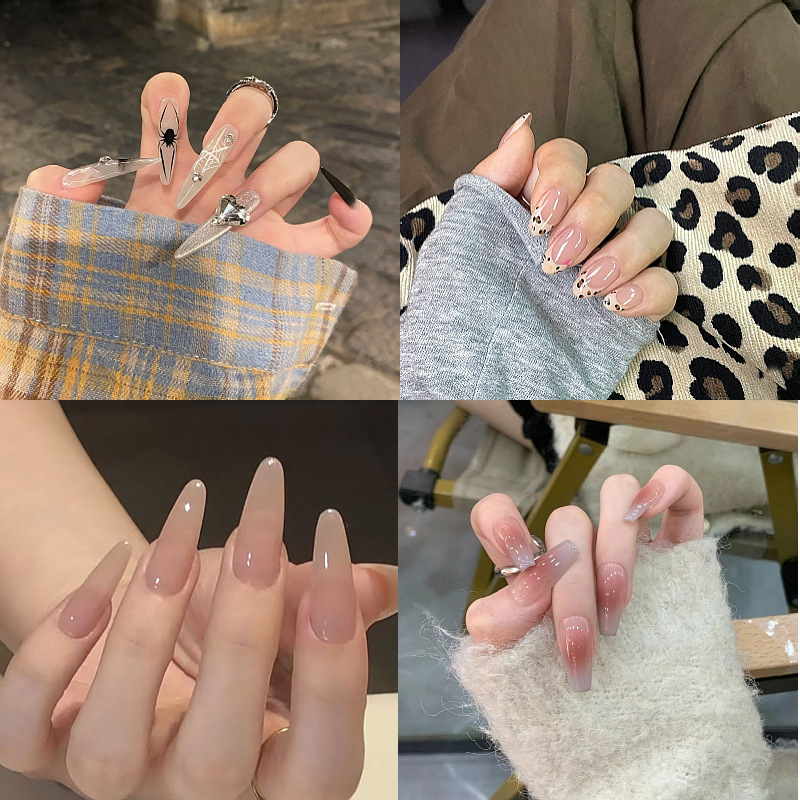 Wear a bow nail nail patch nail cute niche long wear fake nails 24 boxes