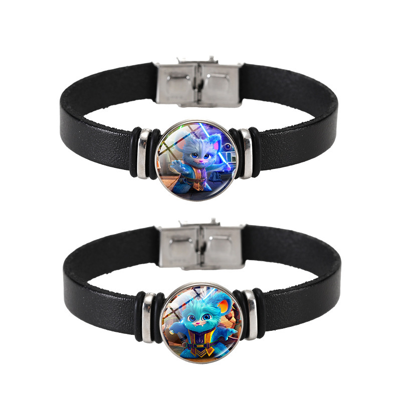 Cross-Border Star Wars: Young Jedi Adventure Bracelet = European and American Black Leather Bracelet Jewelry Wholesale Cross-Border Star Wars: Young Jedi Adventure Bracelet = European and American Black Leather Bracelet Jewelry Wholesale