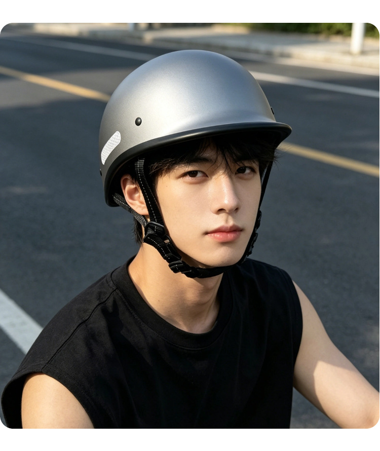Retro Helmet for Cruising Motorcycles, Summer Half Helmet for Men, Ultra-Light Electric Motorcycle 3C Safety Helmet