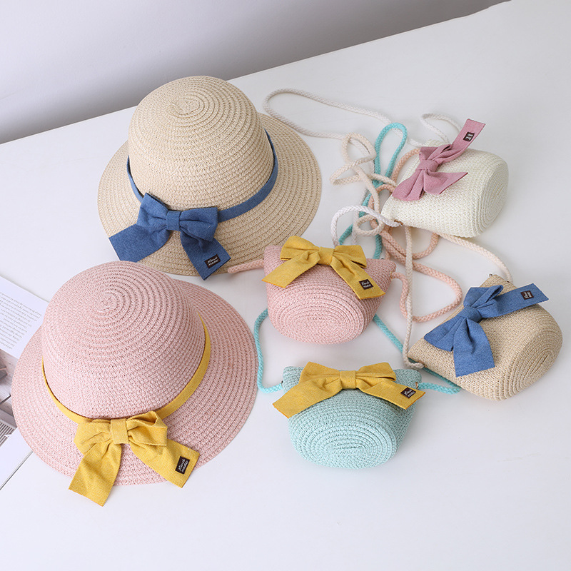 147g Weight Hat Classification straw Fabric Type Straw Hat Hats Type 1 Piece, 1 Set Quantity Holiday, Outdoor Occasion Bow Knot Pattern All Seasons Season Children Unisex Gender Sweet Style Children Unisex Sweet Bow Knot Straw Hat 1