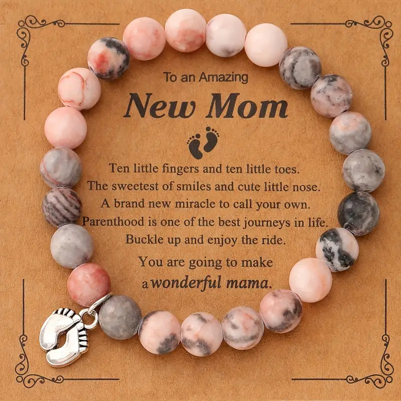 Cross-Border Hot Selling Foot Pendant Beaded Bracelet Girlfriend Friendship Bracelet Pink Zebra Rhodolite Amethyst Bracelet Wholesale