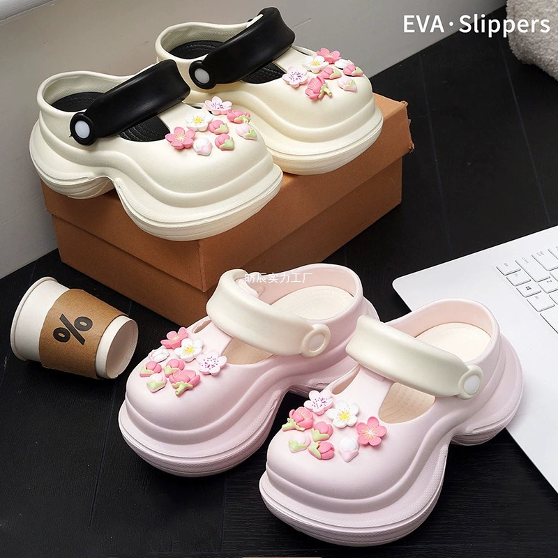 Сабо на толстой подошве, женские сандалии с мягкой подошвой из ЭВА, летняя простая верхняя одежда, пляжная садовая обувь с тонкой талией.