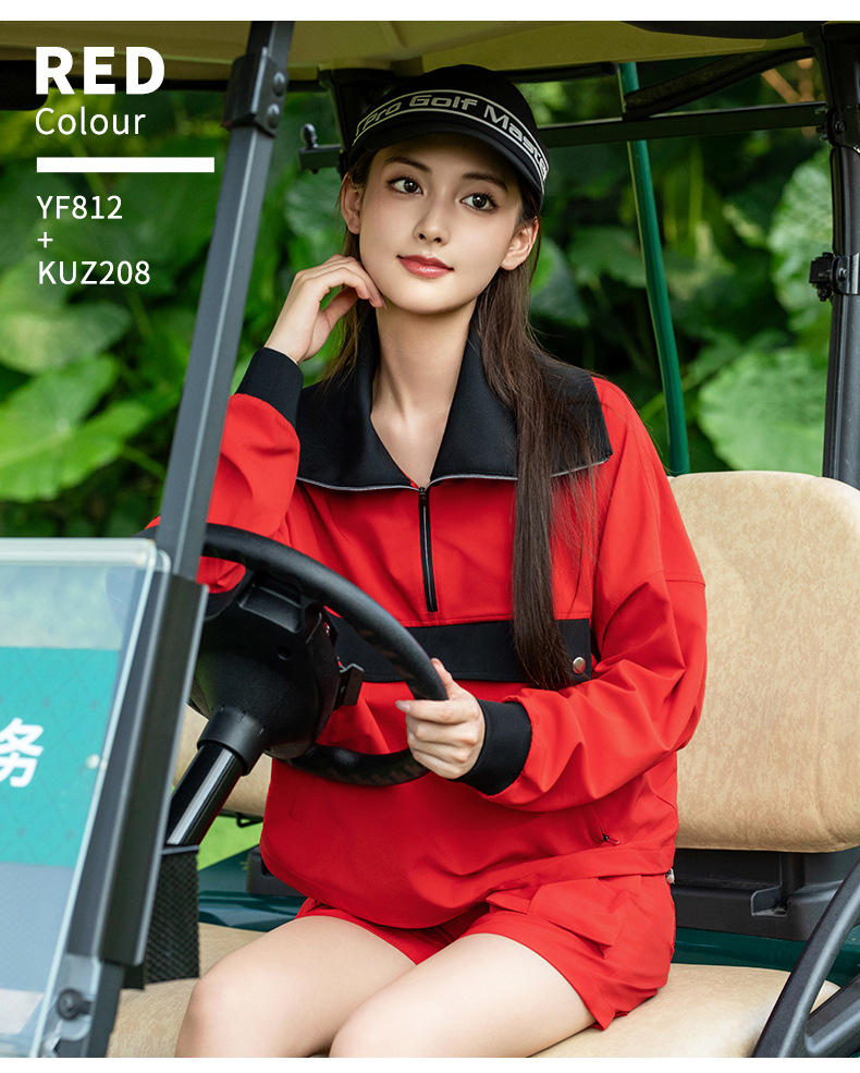 Quần short golf nữ thu đông dáng thể thao co giãn — Quần short đỏ [Quần short bảo hộ lao động loại A/túi đa năng/dây thun co giãn] KUZ208 chi tiết 4