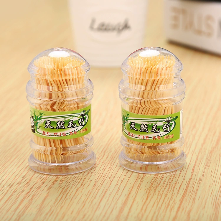 Одноразовый бытовой гостиничный Держатель Для Зубочисток пагода прозрачная трубка двуглавая заостренная бамбуковая зубочистка с коробкой для зубочисток в наличии оптом