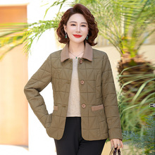 冬季新款轻薄棉衣中老年女装棉服外套妈妈秋冬季翻领薄棉袄外套女