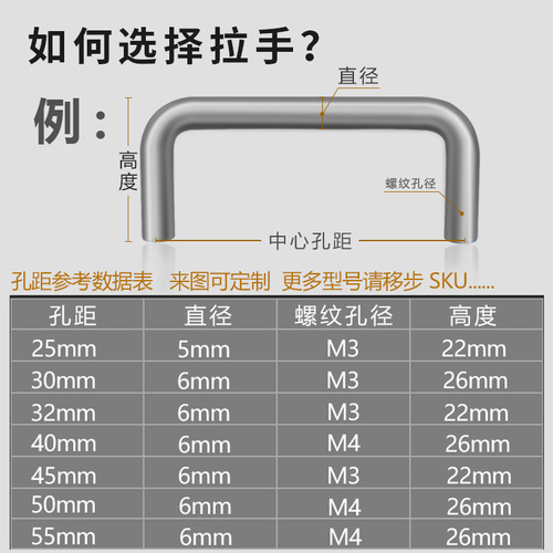 ls511 solid handle chrome plated wardrobe door cabinet handle stainless steel door handle industrial welded U-shaped handle