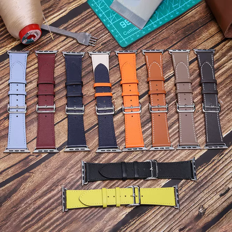 适用爱马仕苹果表带iwatch7/6/5/SE代真皮applewatch表带工厂热销