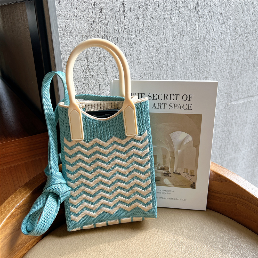 Bolsa de teléfono móvil Plaid bolsa de mensajero de las mujeres Mini pequeño bolso pequeño lindo ligero cuatro estaciones bolso de punto