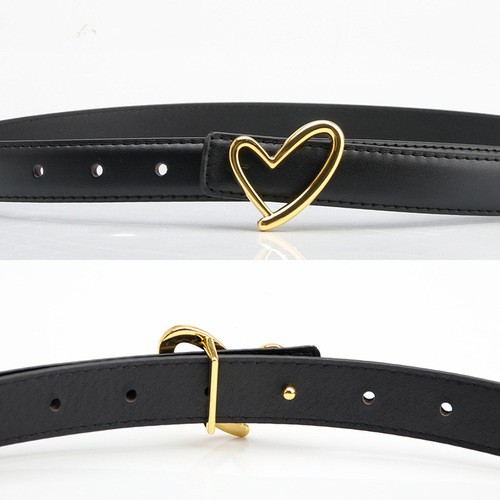 Women's new belt, simple, sweet, love buckle, versatile dress, decorative belt, hemmed jeans belt factory