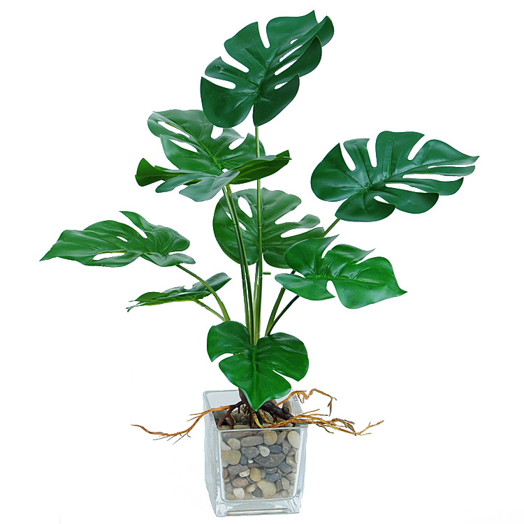 Flores y plantas artificiales planta verde Palma roja flor artificial decoración de la sala de estar planta verde Planta artificial maceta decoración etapa bonsai