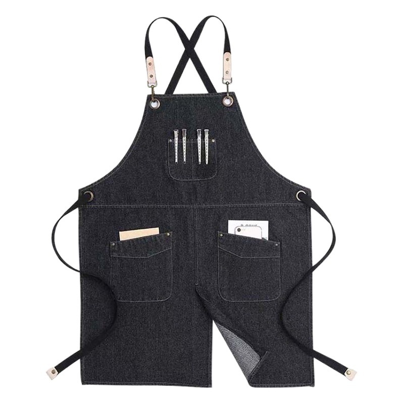 Delantal de mezclilla transfronterizo logotipo personalizado Barber ropa de trabajo jardinería floristería hogar cocina delantal al por mayor personalizado