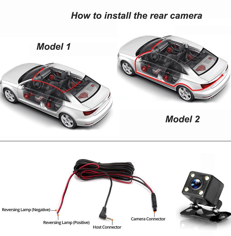 High-Definition 1080P Three-Camera Dashcam with Front and Rear Dual Recording, Reversing Image, Night Vision, Loop Recording, Cross-Border Bestseller