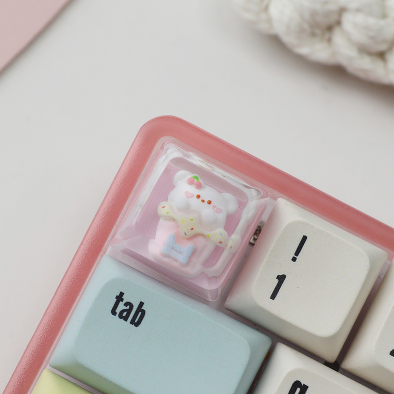 スポットパーソナライズ樹脂接着剤半透明かわいい猫キーキャップクロス軸メカニカルキーボードキーキャップシングル高さ|undefined