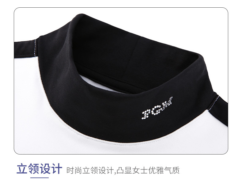Áo thun golf nữ dài tay cổ tròn co giãn giữ ấm thu đông — YF420-Áo sơ mi chơi golf nữ hoa màu xám, YF420-Áo sơ mi chơi gôn nữ màu trắng, YF420-Nữ Golf đáy áo màu đen chi tiết 22