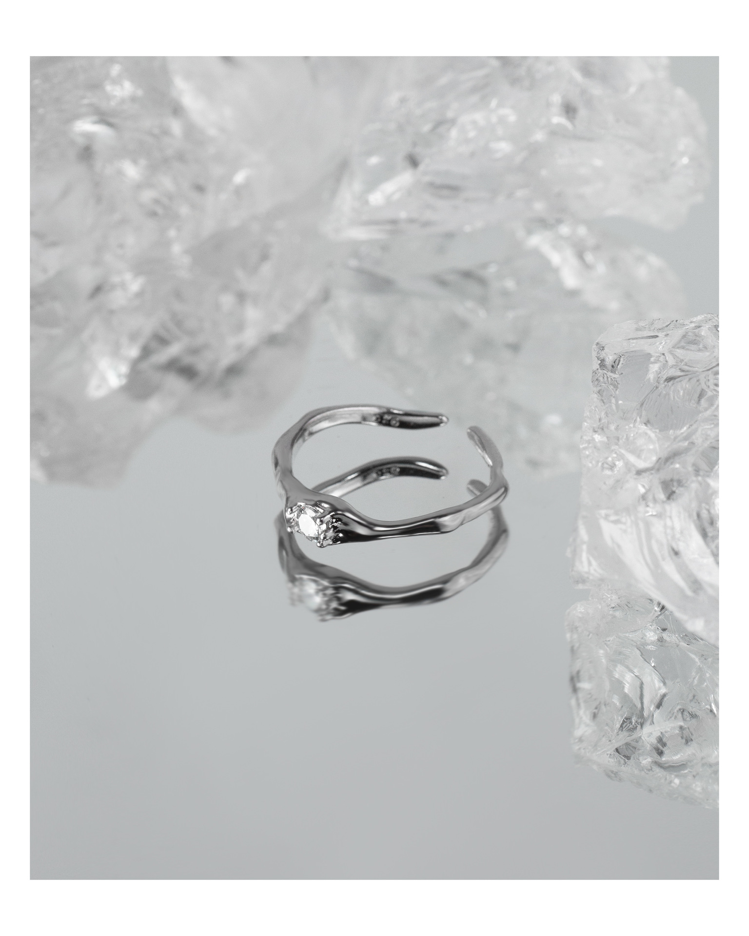 Simple Style Geometric Copper Plating Zircon Open Ring