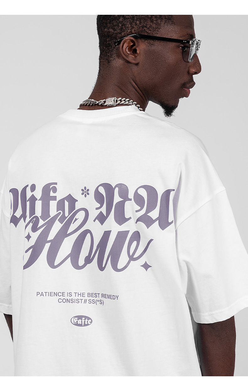 Camiseta masculina de marca de moda americana, manga curta, solta, tamanho grande, 220g, camisa de casal de hip hop de rua_voghion.com