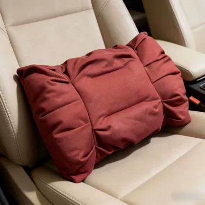 Lumbar Support, Suede Leather, La Headrest - volcanic-red-bubble-suede-lumbar-support-pillow