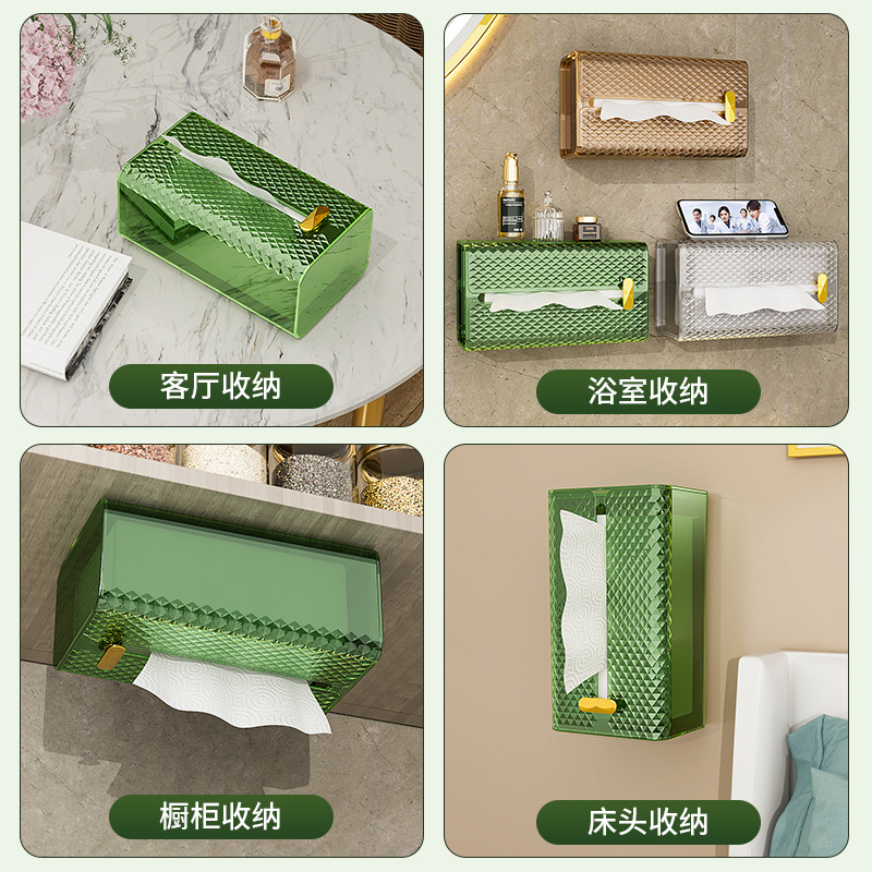 Tissue Box Wall-mounted Facial Tissue Wash Towel Storage Toilet Bathroom Kitchen Inverted Tissue Box Light Luxury Transparent