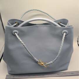 跨境超大真皮手提包包女 蓝色高档大真皮手提包包女 真皮大手提包