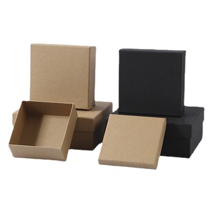in stock Cover Packaging Box Kraft Paper Black Cardboard Gift Box Rectangular Large Gift Box Belt Box Gift Box