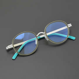 VOSS新款沃斯无磁仿钛眼镜框商务男女配近视防蓝光变色圆形平光镜
