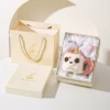359 pink birthday dog with spoon (beige gift box gift bag)